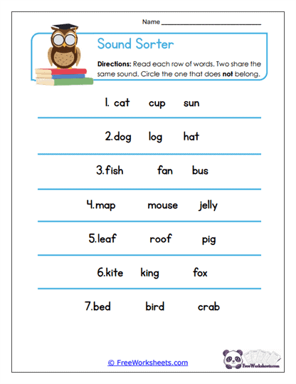 Sound Sorter Worksheet