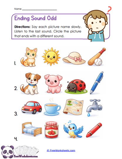 Ending Sound Odd Out Worksheet