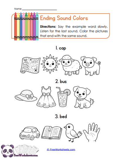Ending Sound Colors Worksheet