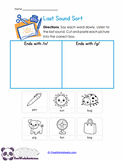 Last Sound Sort Worksheet