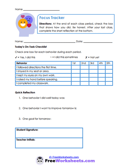Focus Check Worksheet