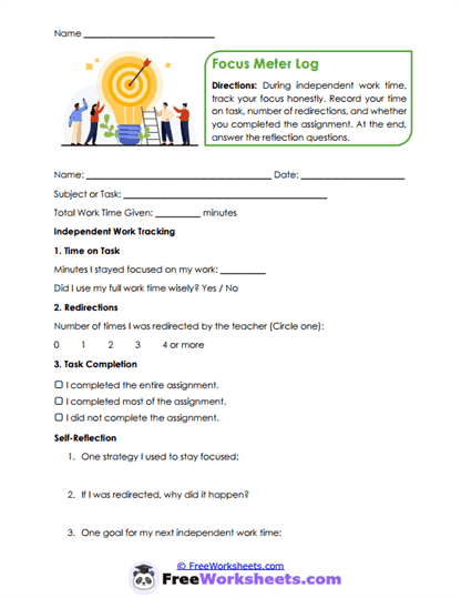 Focus Meter Worksheet