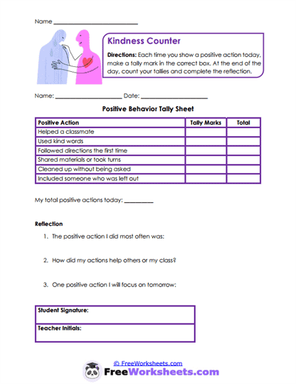 Kindness Count Worksheet