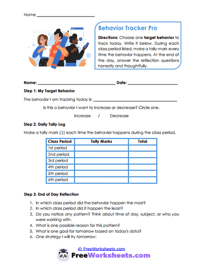 Behavior Counts Worksheet