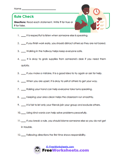 General Behavioral Expectations Worksheet
