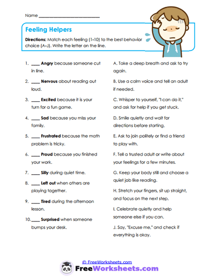 Feeling Helpers Worksheet