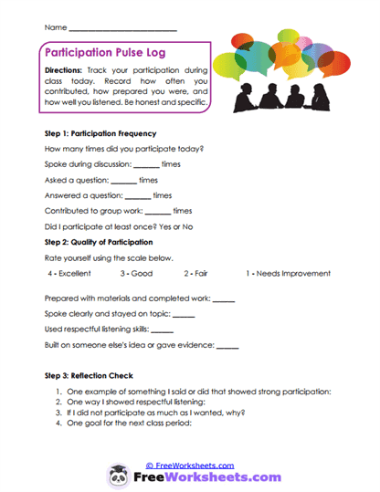 Participation Pulse Worksheet