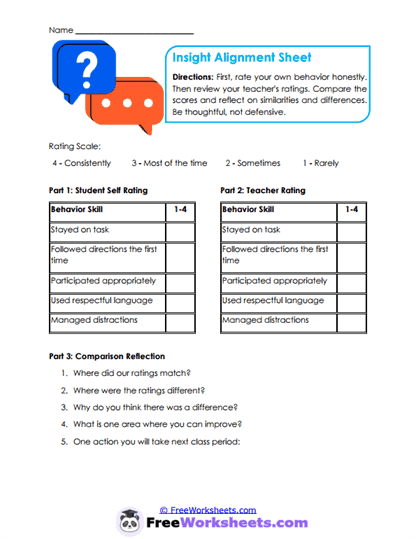 Rating Match Worksheet