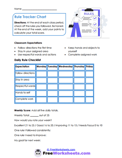 Rule Routine Worksheet