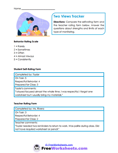 Two Perspectives Worksheet
