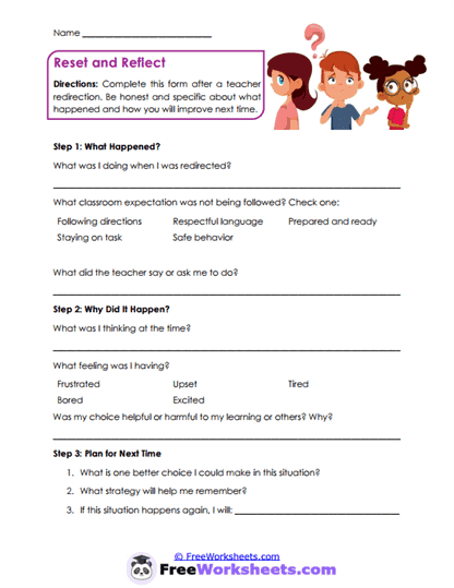 Fresh Start Worksheet
