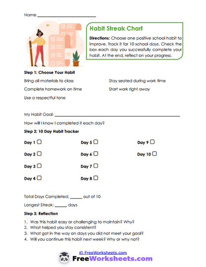 Habit Streak Worksheet
