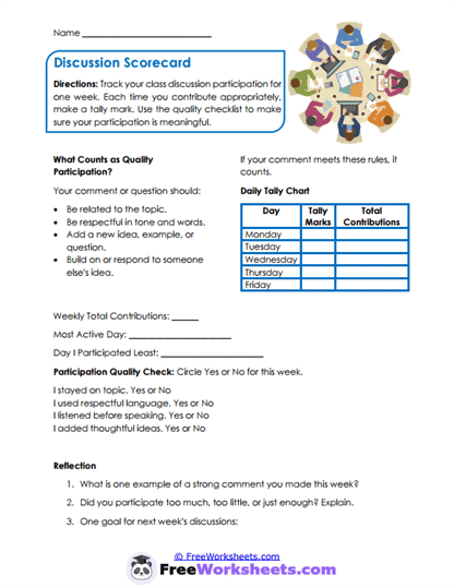 Discussion Growth Worksheet