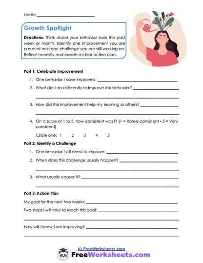 Growth Reflection Worksheet