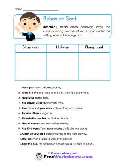 Behavior Sort Worksheet