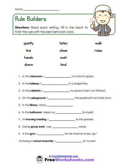 Rule Builders Worksheet