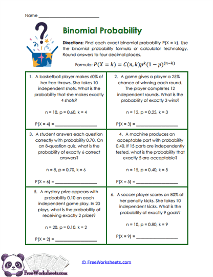Exact Binomial Worksheet