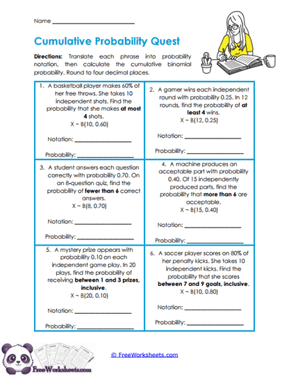 Cumulative Chances Worksheet