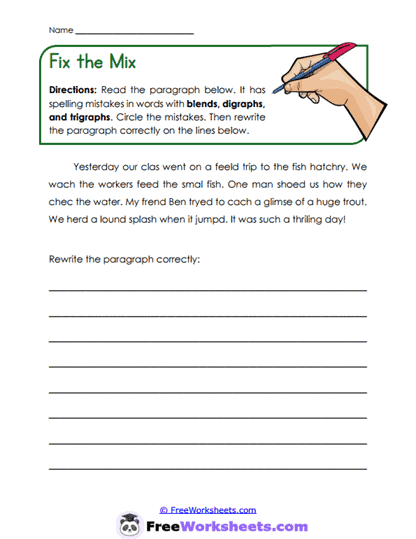 Blends, Digraphs, and Trigraphs Worksheets for 3rd Grade