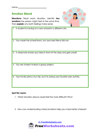 Emotion Layers Worksheet