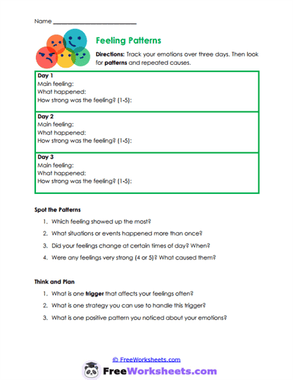 Feeling Patterns Worksheet