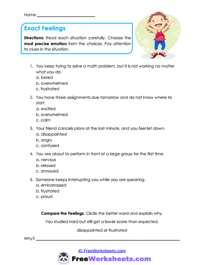 Precise Emotions Worksheet