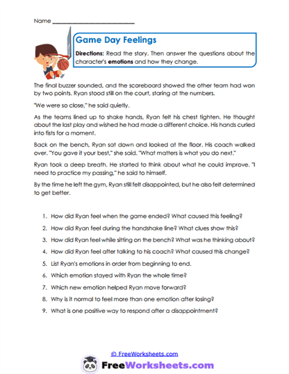 Game Recovery Worksheet