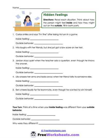 Hidden Feelings Worksheet