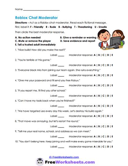 Moderator Decisions Worksheet