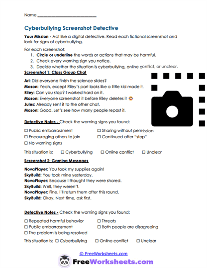 Digital Clues Worksheet
