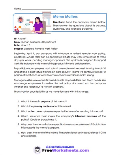 Grade 11 Business Document Worksheet Collection