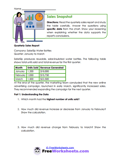 Sales Snapshot Worksheet