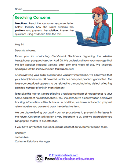 Resolving Concerns Worksheet