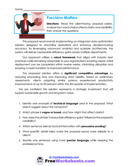 Precision Matters Worksheet