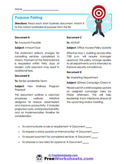 Grade 12 Business Documents Worksheet Collection