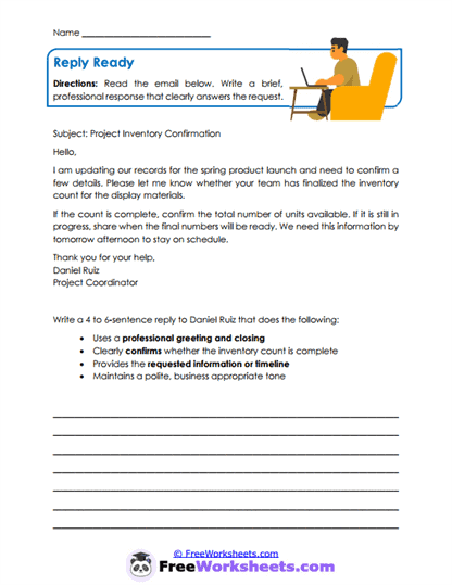 Reply Ready Worksheet