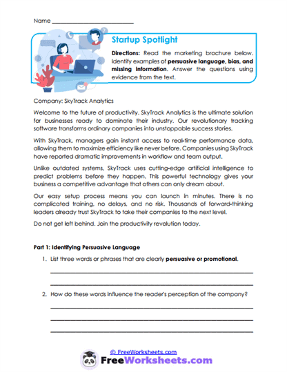 Startup Spotlight Worksheet
