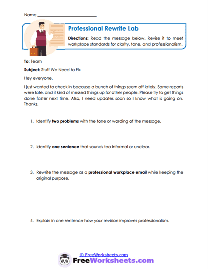 Professional Rewrite Lab Worksheet