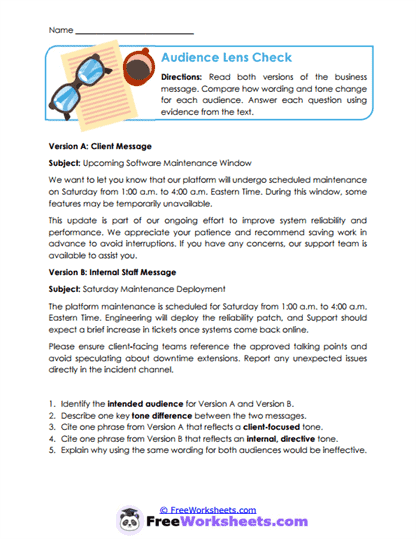 Audience Lens Check Worksheet