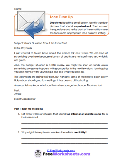 Tone Tune Up Worksheet