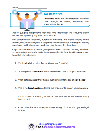 Ad Detective Worksheet
