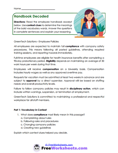 9th Grade Business Documents Worksheet Collection