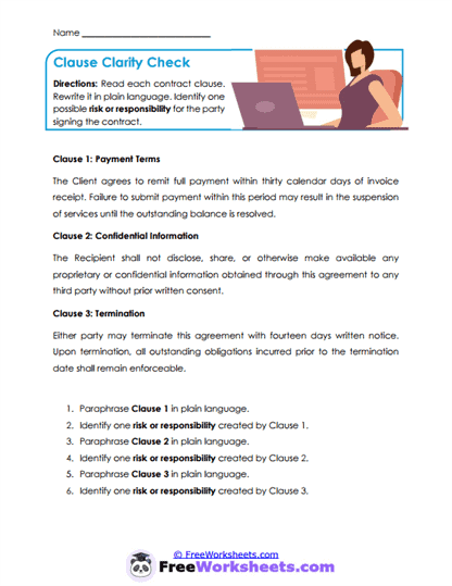 Clause Clarity Check Worksheet