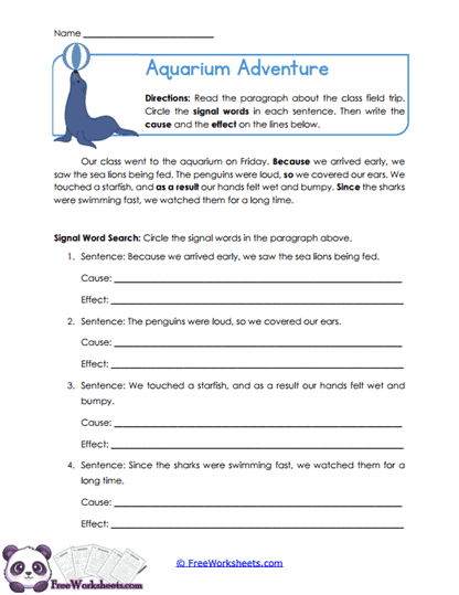 Aquarium Adventure Worksheet