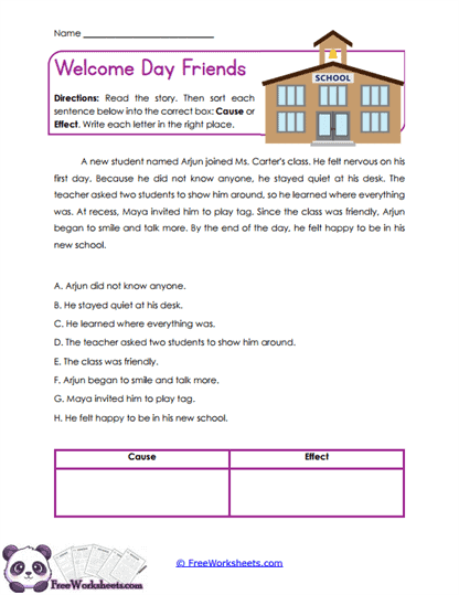 Welcome Day Friends Worksheet