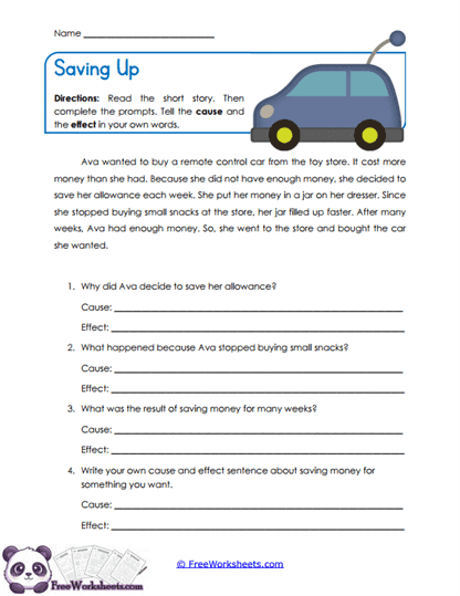 Saving Up Worksheet