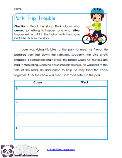 Park Trip Trouble Worksheet