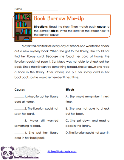 Book Borrow Mix-Up Worksheet