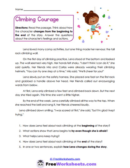 Climbing Courage Worksheet