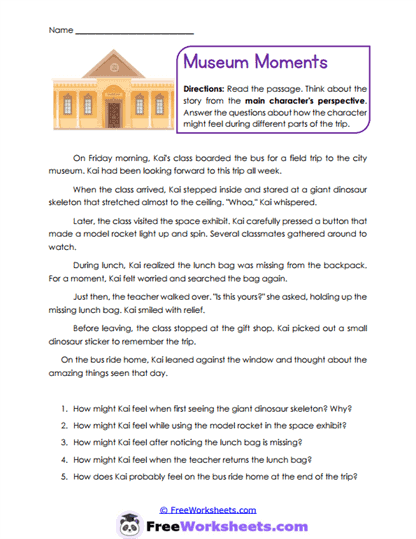 Museum Moments Worksheet